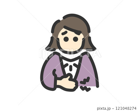 腹痛のビジネスウーマンのアイコン(線画カラー)のイラスト 腹痛のビジネスウーマンのアイコン(線画カラー)のイラスト 121048274