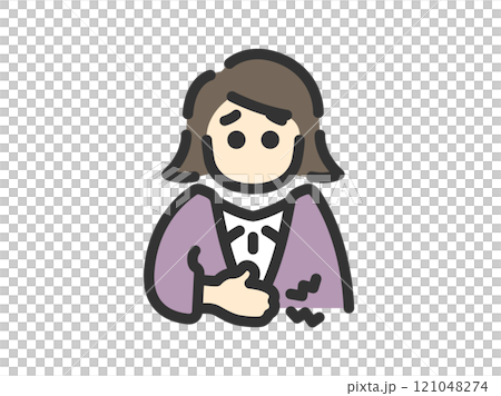 腹痛のビジネスウーマンのアイコン(線画カラー)のイラスト 腹痛のビジネスウーマンのアイコン(線画カラー)のイラスト 121048274