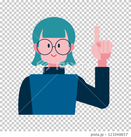 Illustration of a woman pointing up 121048657