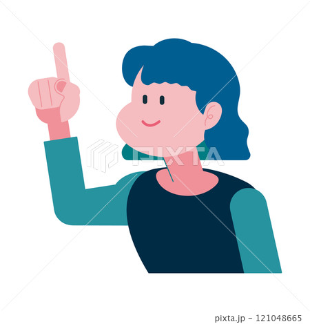 指差しポーズの女性 上を指差す人のイラスト 121048665