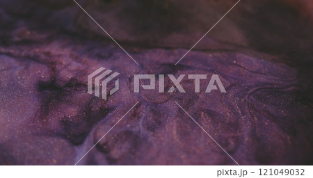 Blur marble. Dye paint. Defocused purple color glowing steam texture ink paint emulsion splash water floating abstract art background. 121049032
