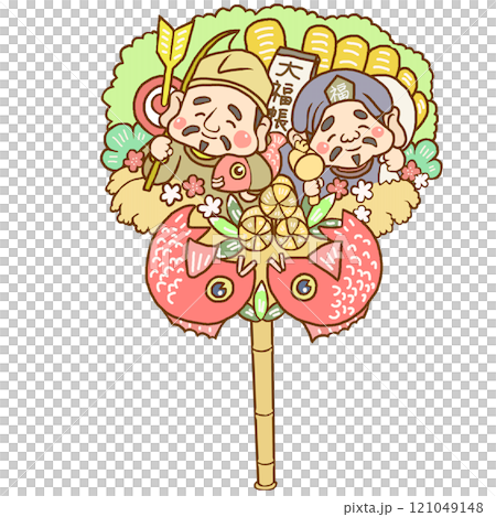 Daikoku and Ebisu on lucky rake 121049148