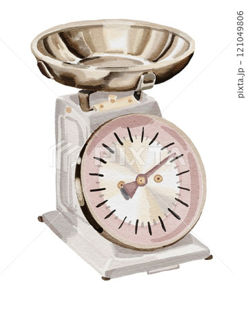 Rustic Watercolor Cottagecore Kitchen Scale Art 121049806
