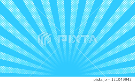 集中線　ドット　水色　16:9 121049942