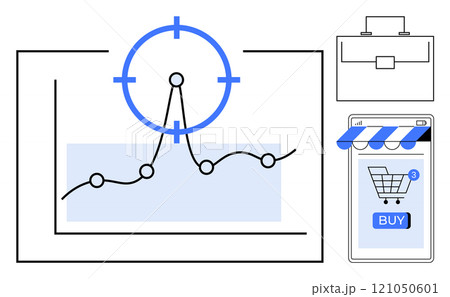 Graph with growth trend under target symbol...のイラスト素材 [121050601] - PIXTA