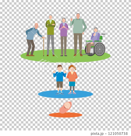 少子高齢化のイメージイラスト 少子高齢化のイメージイラスト 121050738