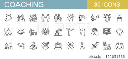 コーチングに関するラインアイコンセット　 121051586