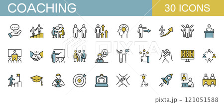 コーチングに関するラインアイコンセット カラー コーチングに関するラインアイコンセット カラー 121051588