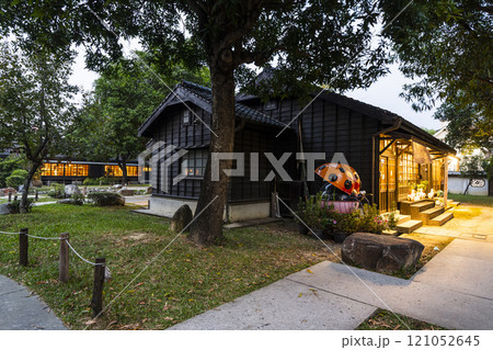 Garden view of the Hinoki Village (cypress forest life village) in Chiayi, Taiwan.  121052645