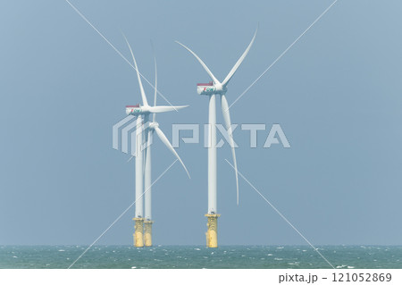 View of the Offshore wind power systems off the western coast of Taiwan. 121052869