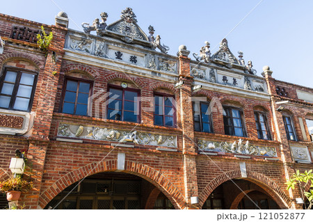 View of the Hukou Old Street building in Hsinchu, Taiwan. The street is the baroque-style architecture built during Japanese rule.  121052877