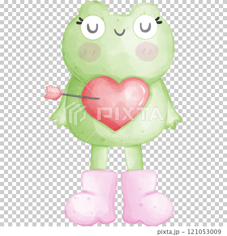 Watercolor valentine green frog Watercolor valentine green frog 121053009