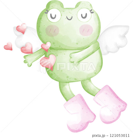 Watercolor valentine green frog Watercolor valentine green frog 121053011