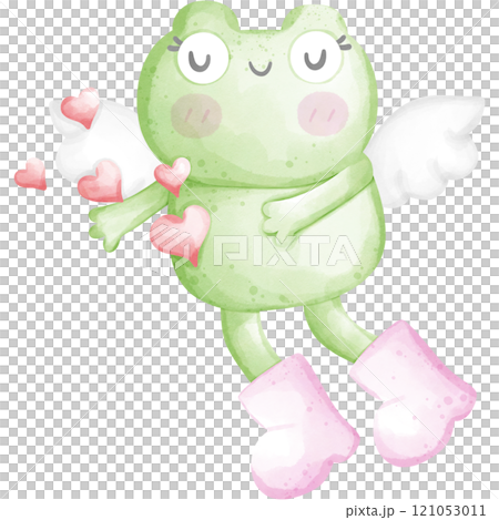 Watercolor valentine green frog Watercolor valentine green frog 121053011