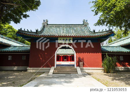 Building view of the Koxinga Shrine(Yanping Junwang Temple) in Tainan, Taiwan, is the only Fujianese-style shrine in Taiwan. 121053053