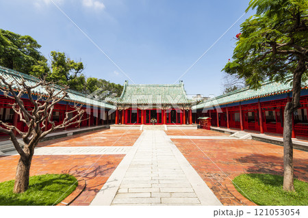 Building view of the Koxinga Shrine(Yanping Junwang Temple) in Tainan, Taiwan, is the only Fujianese-style shrine in Taiwan. 121053054