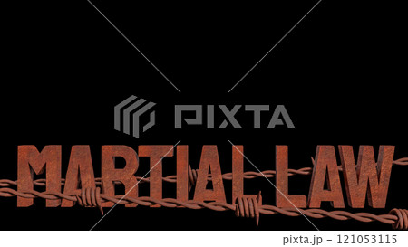 The  Martial law on Black Background concept 3d rendering. 121053115