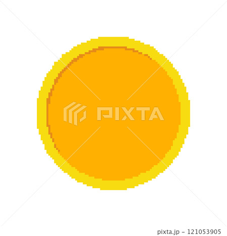 Pixel Art Gold Empty Coin Icon. 8-bit Retro Video Game Style. Blank Golden Coin for Game. Isolated Vector Illustration Pixel Art Gold Empty Coin Icon. 8-bit Retro Video Game Style. Blank Golden Coin for Game. Isolated Vector Illustration 121053905