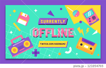 Flat design colorful 90s party twitch background Flat design colorful 90s party twitch background 121054703