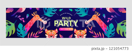 Cartoon jungle birthday party twitch banner Cartoon jungle birthday party twitch banner 121054773