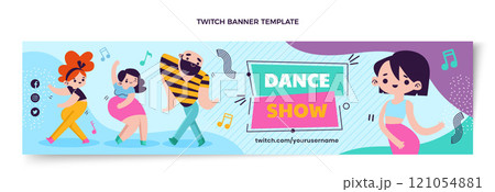 Flat design dance show twitch banner template 121054881