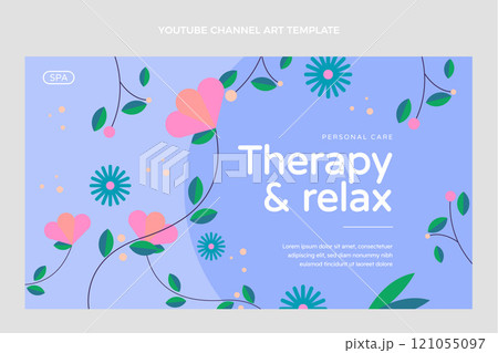 Flat design spa offer youtube channel art template 121055097
