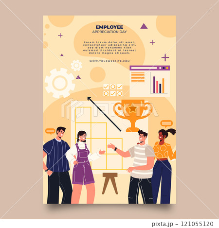 Flat employee appreciation day vertical poster template 121055120
