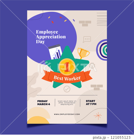 Flat employee appreciation day vertical poster template 121055123