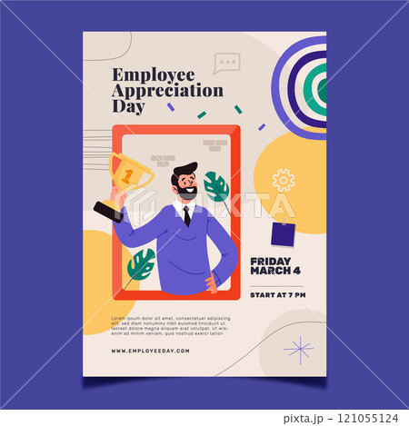 Flat employee appreciation day vertical poster template 121055124