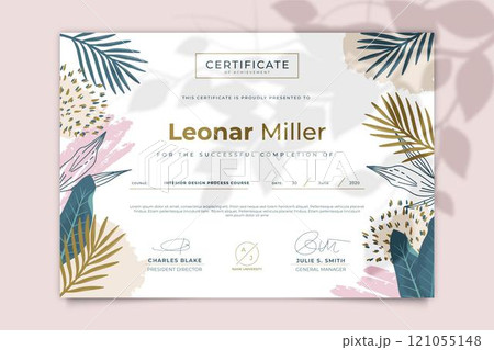 Floral certificate template 121055148
