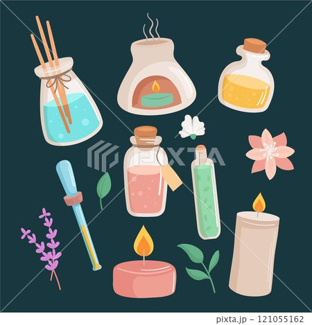 Aromatherapy element collection flat design 121055162