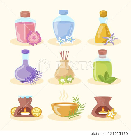 Aromatherapy element pack flat design 121055170