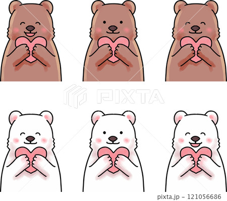 ハートを持つクマのイラストセット 121056686