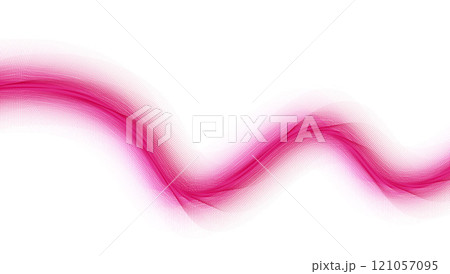 赤い流れるような波　ラインアート　グラフィック素材　背景透過　png 121057095