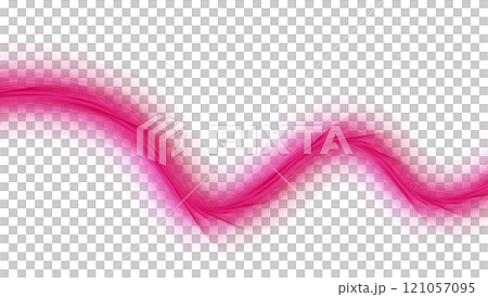 赤い流れるような波　ラインアート　グラフィック素材　背景透過　png 121057095