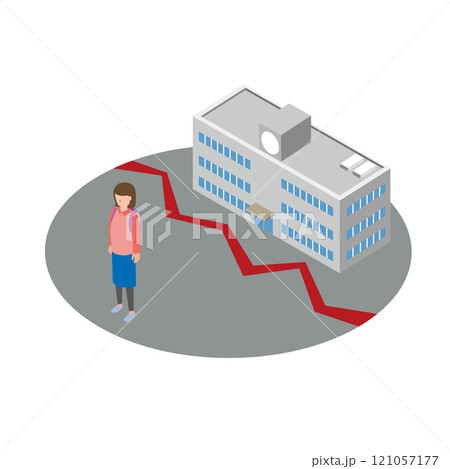 不登校女子小学生のイメージイラスト 121057177