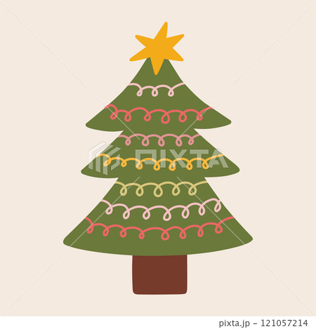 Cute decorated Christmas tree 121057214