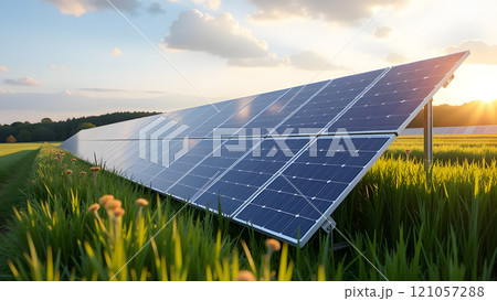 big solar power plant in the field, generative ai big solar power plant in the field, generative ai 121057288