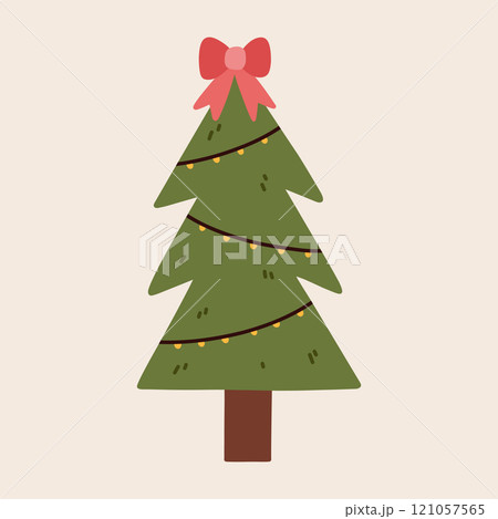 Cute decorated Christmas tree 121057565