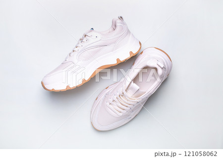 White sneakers on white background, including clipping path 121058062