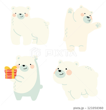 Cute White polar bear set 121058360
