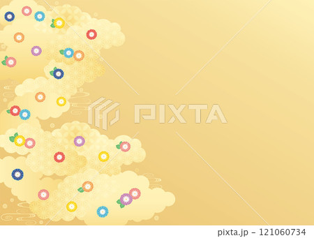 背景素材-和風（菊ちらし）7ベク 121060734