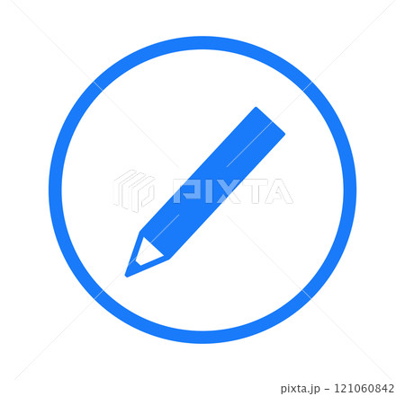 シンプルな青色の鉛筆マーク	 121060842