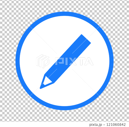 シンプルな青色の鉛筆マーク	 121060842