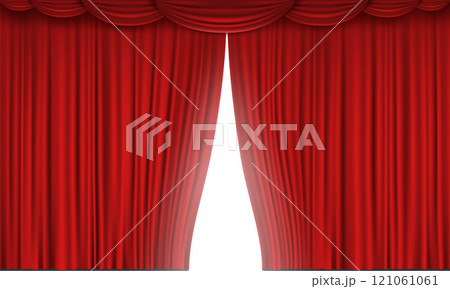 Red velvet theater or cinema curtain opens 121061061