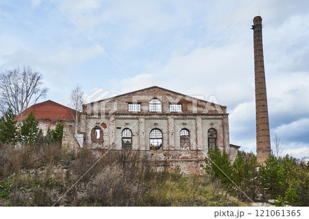 Abandoned destroyed brick building of the Glass Factory Abandoned destroyed brick building of the Glass Factory 121061365