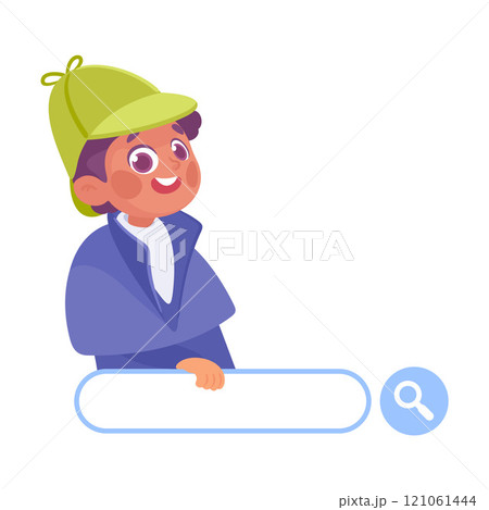 Search with Boy Detective with Browser Field Vector Illustration 121061444