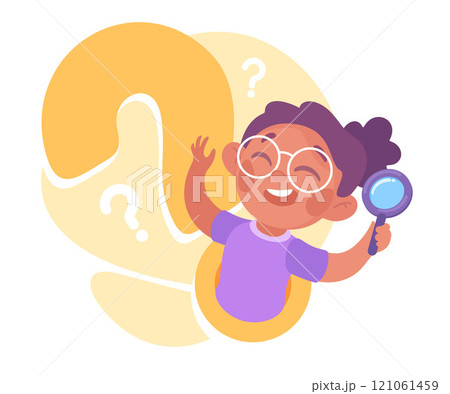 Search with Girl Character with Magnifier Vector Illustration Search with Girl Character with Magnifier Vector Illustration 121061459