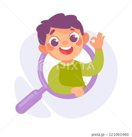 Search with Boy Character with Magnifier Vector Illustration Search with Boy Character with Magnifier Vector Illustration 121061460