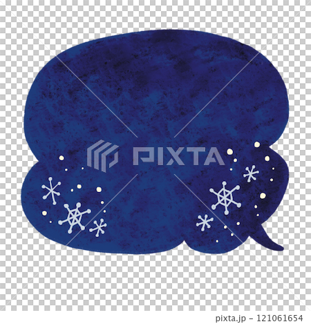 Snowflakes and night sky speech bubbles watercolor-style hand-drawn illustration 121061654